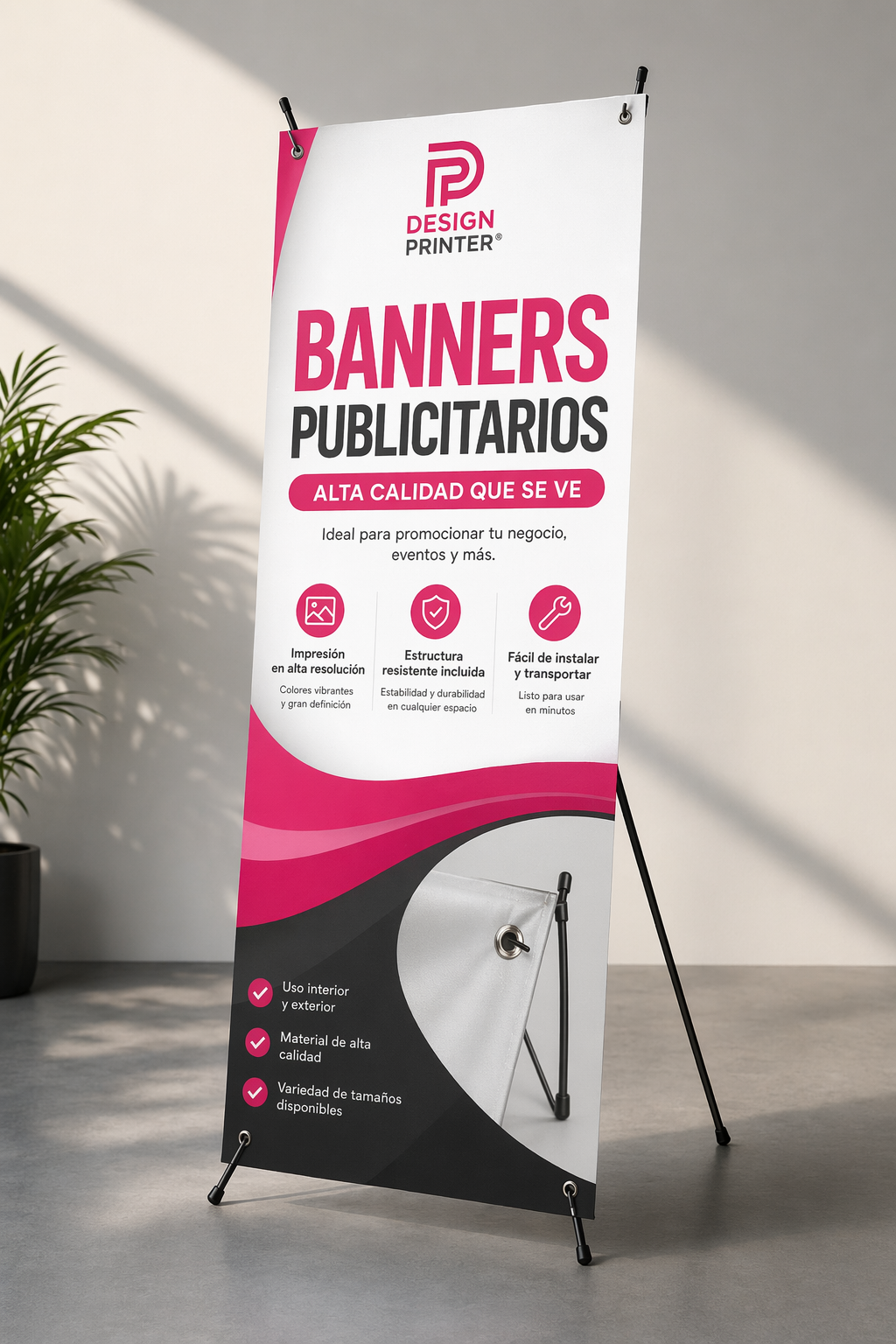 Banner Publicitario Personalizado Con Estructura Incluida