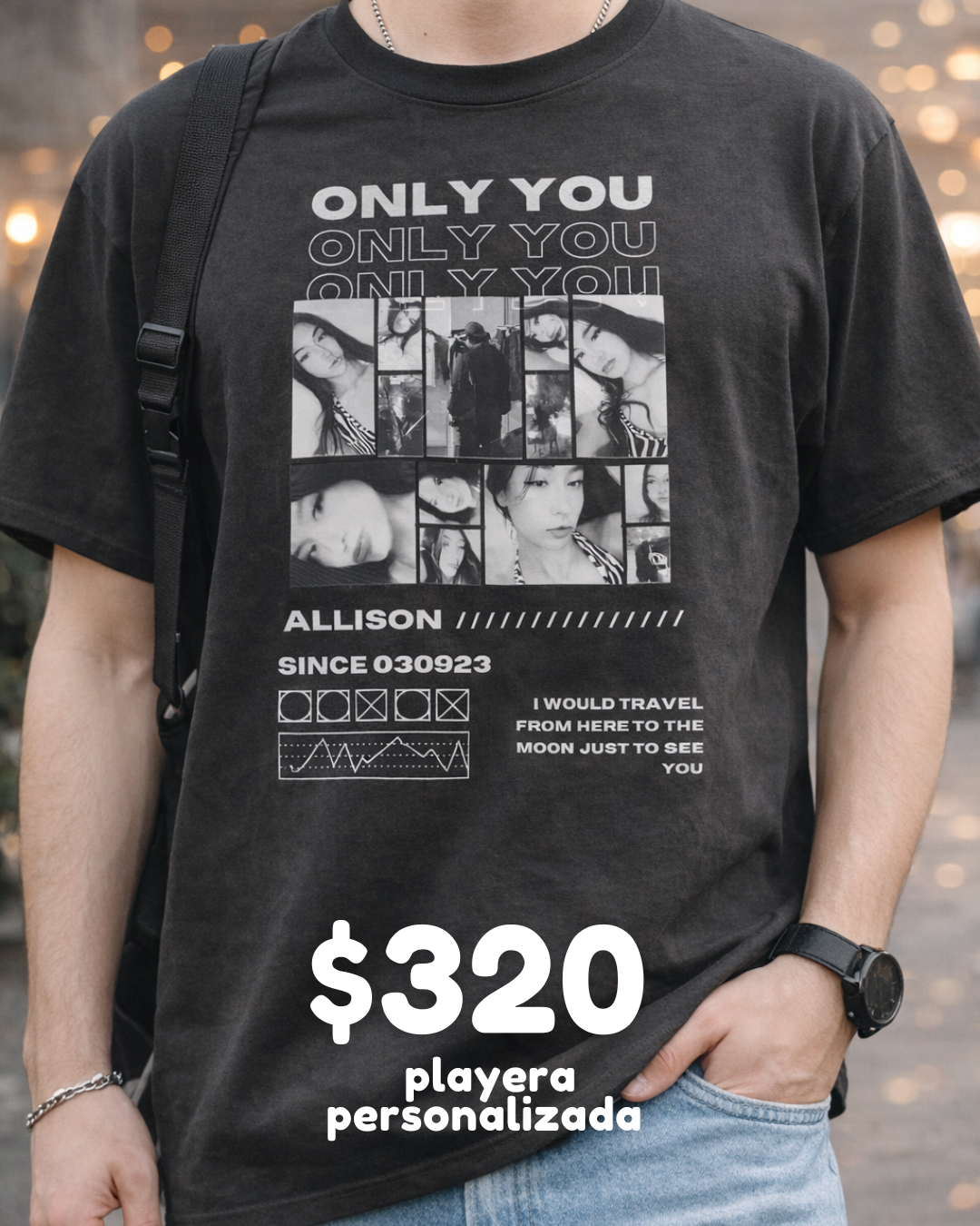 Playera Personalizada Con Fotos, Nombre y Fecha Regalo Único para Pareja