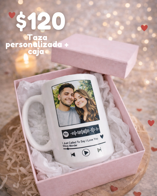 Taza personalizada con foto y canción Regalo San Valentin